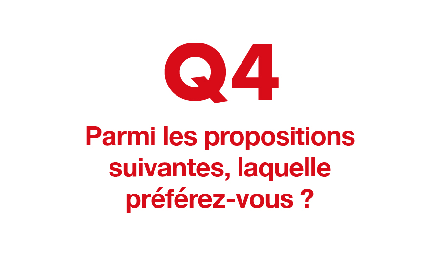 Q4. Parmi les propositions suivantes, laquelle préférez-vous ?