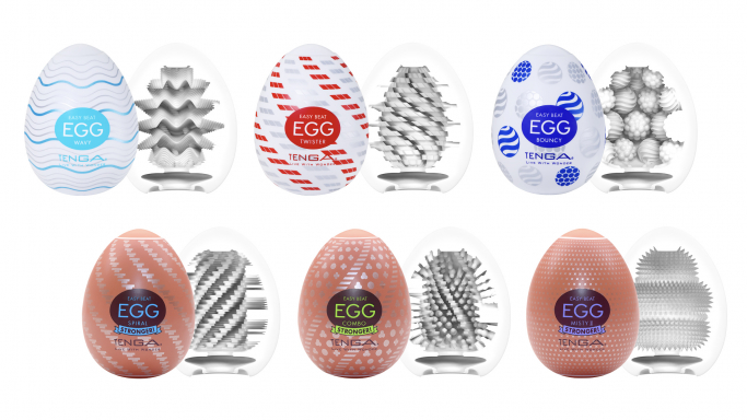 A lineup of TENGA EGG products